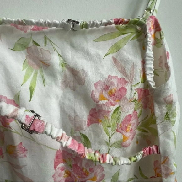New Sophie Rue Pink Floral Scrunchy Open Back Mini Dress Spaghetti Strap Size S - Picture 15 of 16